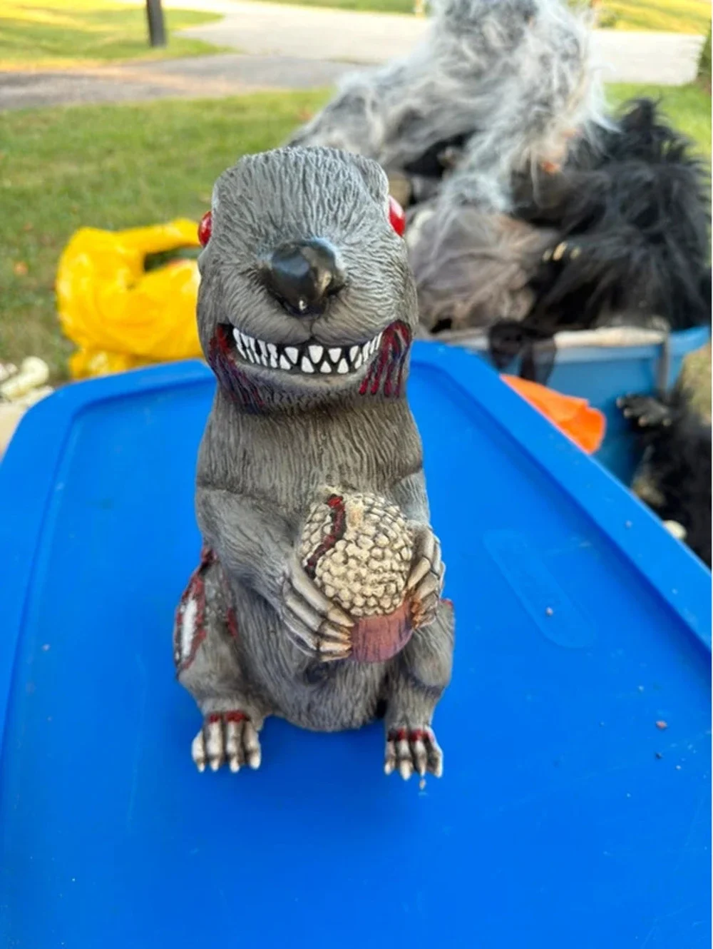 Vintage Easter Unlimited Evil Zombie Squirrel 12” Halloween Prop Decoration